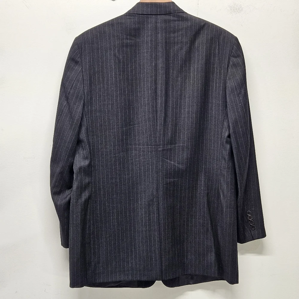 Vintage Brooks Brothers Sport Blazer Gray Pinstripe Wool 44L Waist 39 Classic